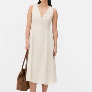 NWT Primark Linen V-neck Maxi Dress, Tan, Casual, Summer, Business,Flowing, Sz 6
